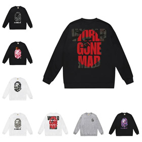 A BATHING APE BAPE Camouflage Letter Ape Print Crewneck Sweatshirt-5145