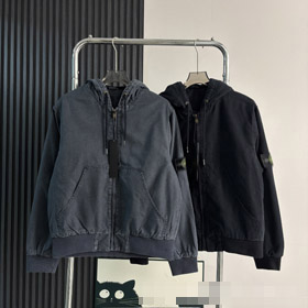 Stone Island washed and distressed hooded cotton jacket-5255