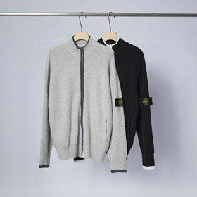 Stone Island zip-up stand-collar knitted cardigan jacket-5266