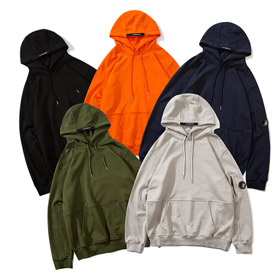 C.P. Company side-zip hooded sweatshirt with lens detail and terry fabric-5285