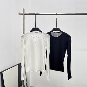 Chanel new diamond-embellished letter design versatile slim-fit long-sleeved T-shirt-5303