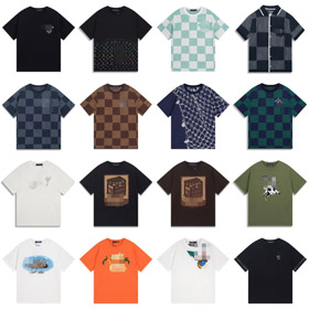Louis Vuitton LV knitted checkerboard pattern letter jacquard casual loose short-sleeved T-shirt-5308