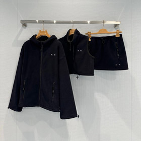 Miu Miu new collection set Embroidered logo fleece hooded zip-up jacket-5363