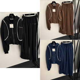 Schiaparelli new logo embroidered knitted hooded zip-up tracksuit-5381