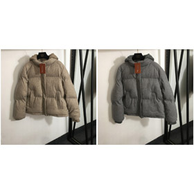 Loro Piana solid color casual knitted hooded down jacket with detachable hood-5397